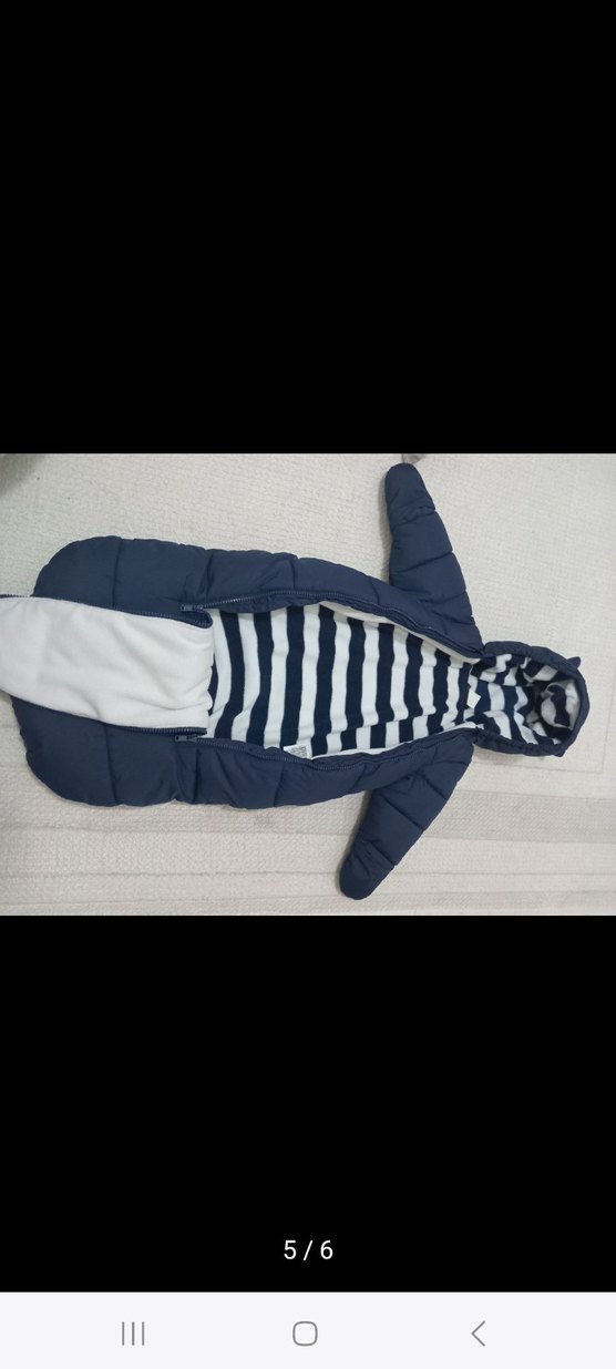 Koyu Mavi Fermuarlı Bebek Kayak Tulumu 3 6 aylik - Görsel 4