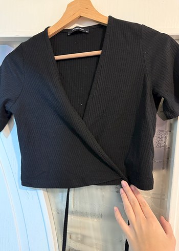 siyah onden baglamali balero tarzi bluz - Görsel 2