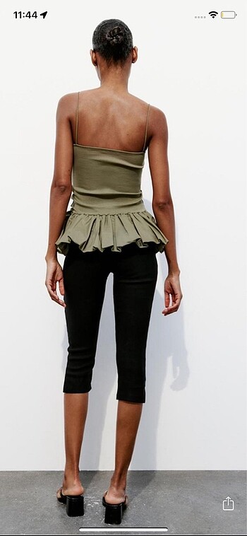 l Beden haki Renk Zara kontrast fitilli balon top