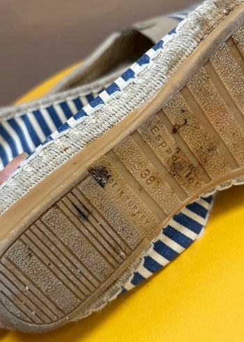 Kadın Mavi Çizgili Dolgu Topuk Espadril - Görsel 3