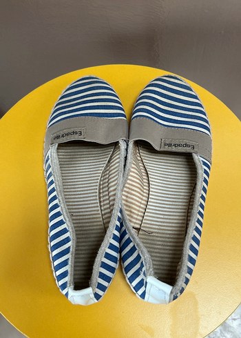 Kadın Mavi Çizgili Dolgu Topuk Espadril - Görsel 4