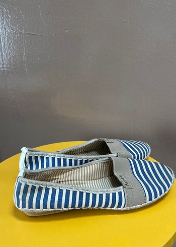 Kadın Mavi Çizgili Dolgu Topuk Espadril - Görsel 2