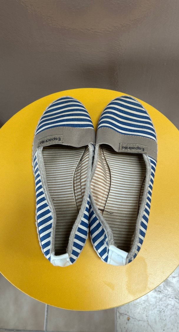 Kadın Mavi Çizgili Dolgu Topuk Espadril - Görsel 4