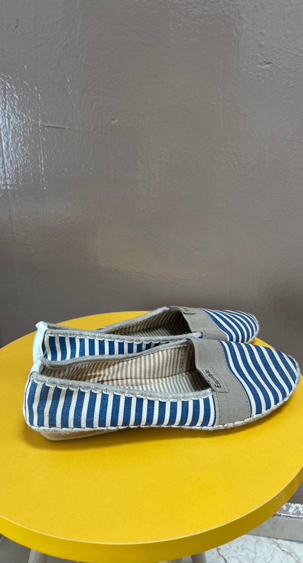 Kadın Mavi Çizgili Dolgu Topuk Espadril - Görsel 2