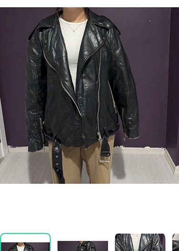 Zara Siyah Deri Biker Ceket