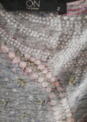 On Fashion Kahve Tonlarda Desenli V Yakalı Uzun Kollu Bohem Elbise