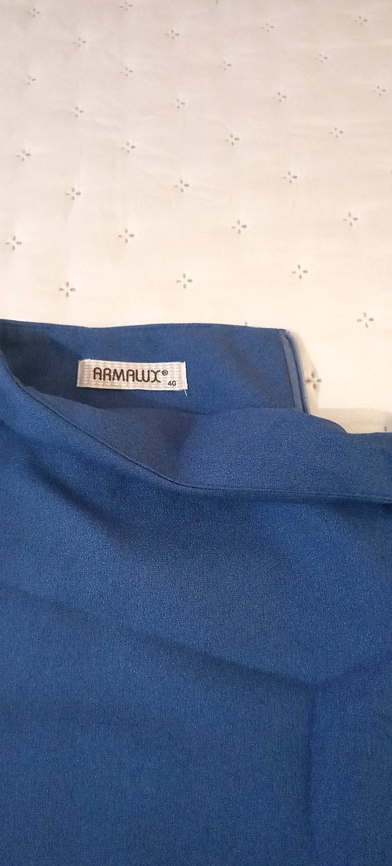 Parlak Mavi Drapeli Midi Hamile Eteği - Görsel 2