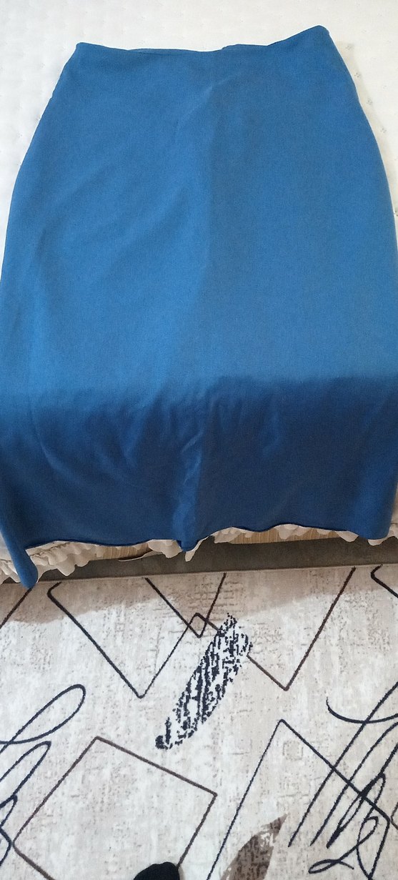 Parlak Mavi Drapeli Midi Hamile Eteği - Görsel 3