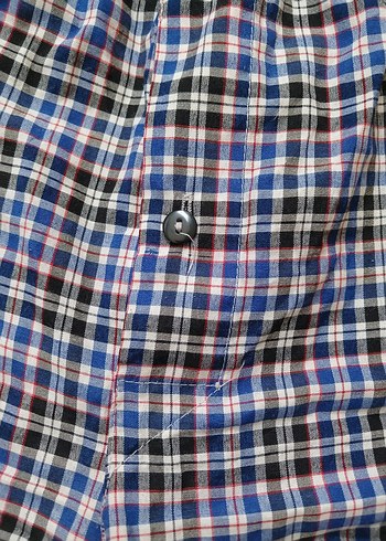 Düğmeli Mavi Ekose Erkek - Görsel 3
