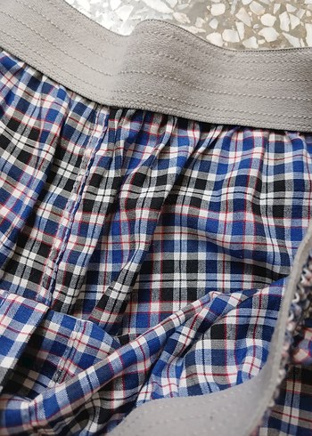 Düğmeli Mavi Ekose Erkek - Görsel 2