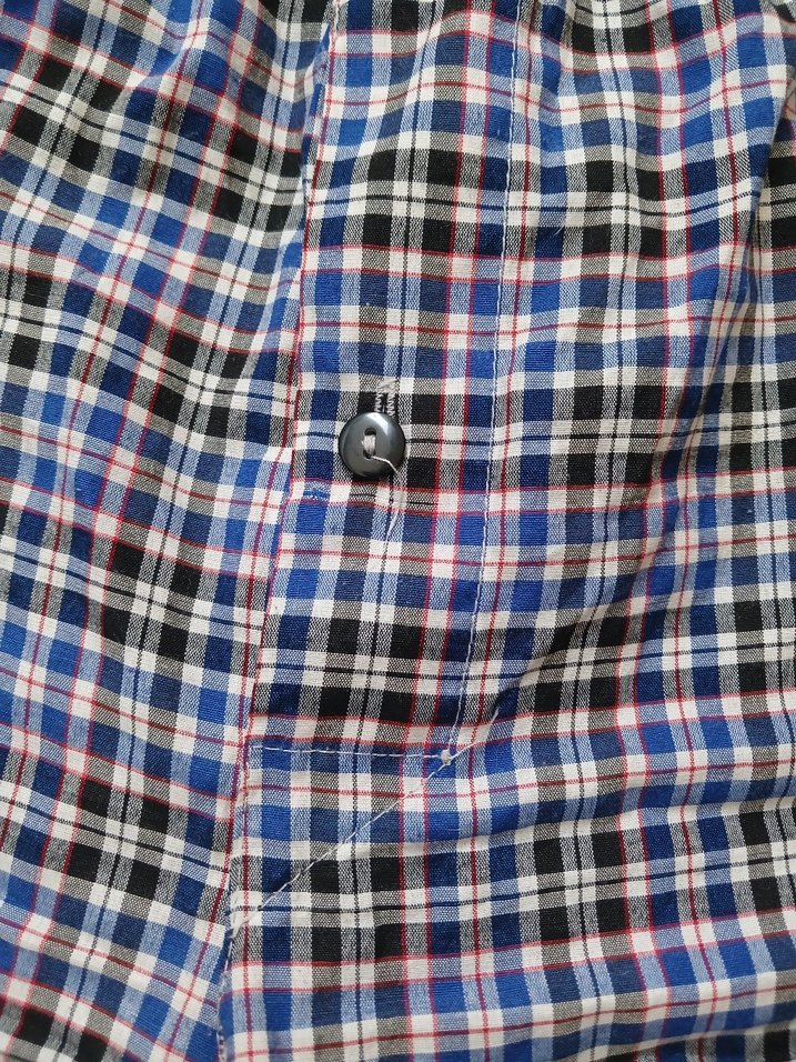 Düğmeli Mavi Ekose Erkek - Görsel 3