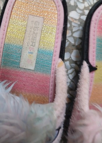 Kız Çocuk Renkli Peluş Unicorn Terlik - Görsel 7