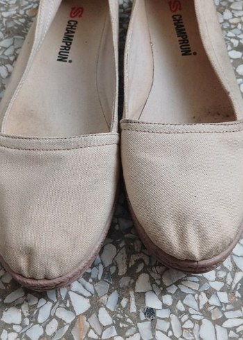 Bej Keten Dolgu Topuk Kadın Espadril - Görsel 2