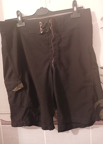 siyah Beli Kemerli Rahat Bermuda Şort - Görsel 2