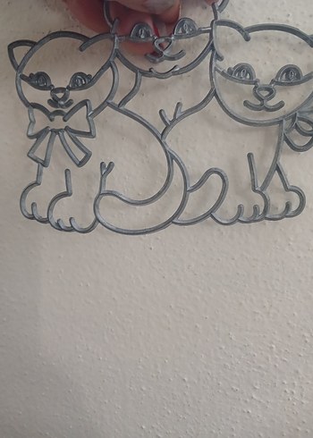 Gri Kedi Figürlü Metal Dekorasyon - Görsel 2