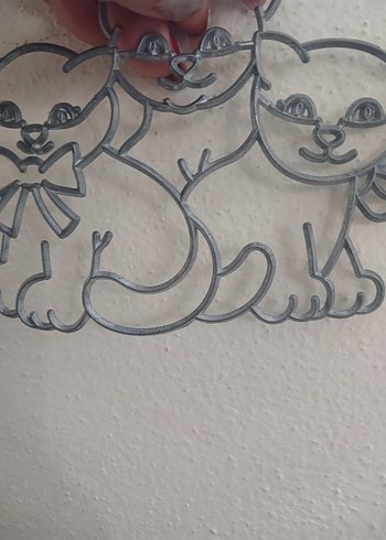 Gri Kedi Figürlü Metal Dekorasyon - Görsel 3