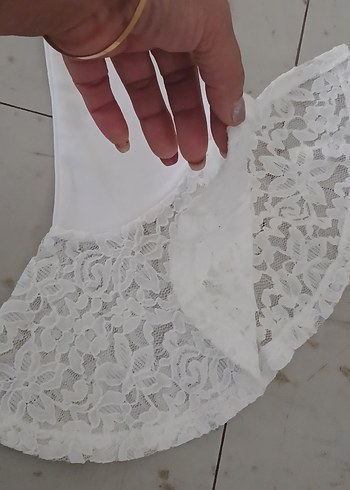 Beyaz Dantelli Kız Tayt - Görsel 4