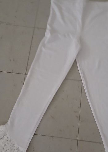 Beyaz Dantelli Kız Tayt - Görsel 2