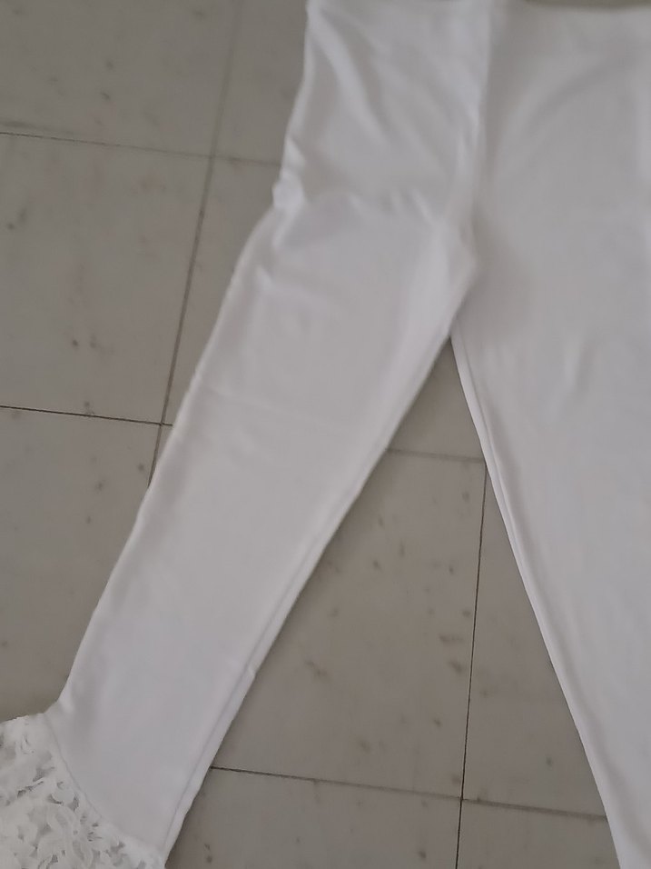 Beyaz Dantelli Kız Tayt - Görsel 2