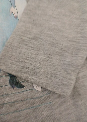 Kız Çocuk Gri Uzun Kollu Baskılı Tişört - Görsel 9