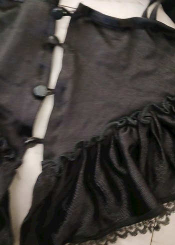 Siyah Gotik V  Fırfırlı Büstiyer - Görsel 10