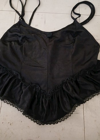 Siyah Gotik V  Fırfırlı Büstiyer - Görsel 7