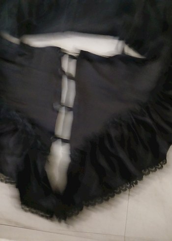 Siyah Gotik V  Fırfırlı Büstiyer - Görsel 9