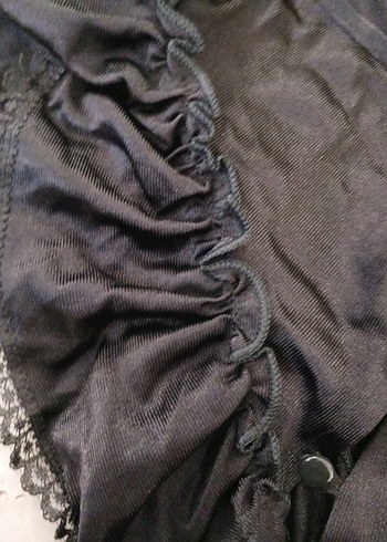 Siyah Gotik V  Fırfırlı Büstiyer - Görsel 4