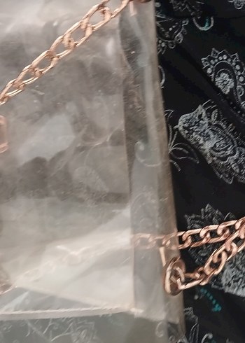 Zincir Detaylı Parlak şeffaf Kadın Çantası - Görsel 7