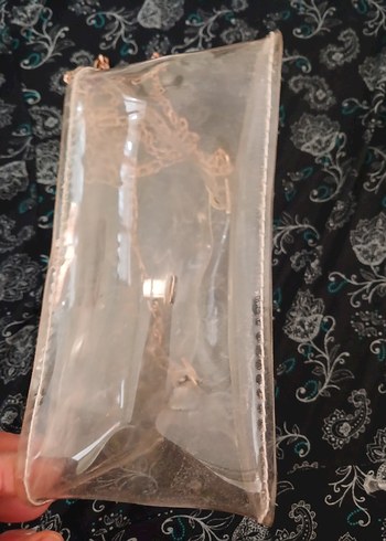 Zincir Detaylı Parlak şeffaf Kadın Çantası - Görsel 12