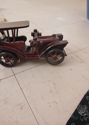 Koyu Kahverengi Ahşap Oyuncak Araba - Görsel 7