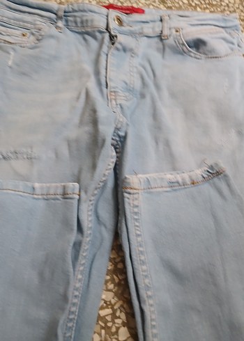 Mavi Düğmeli Rahat Kesim Kot Pantolon - Görsel 4