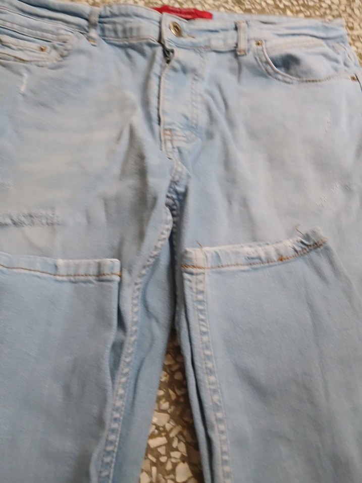 Mavi Düğmeli Rahat Kesim Kot Pantolon - Görsel 4