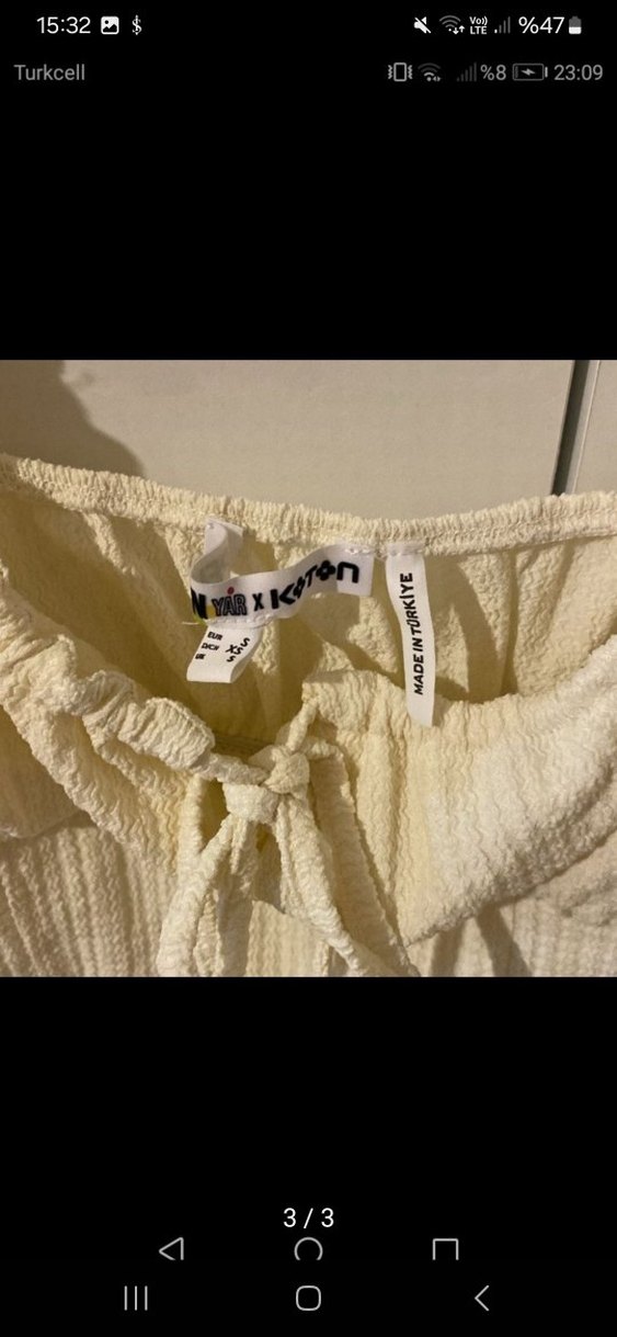 Beyaz Fırfırlı Keten Mini Crop Top - Görsel 3