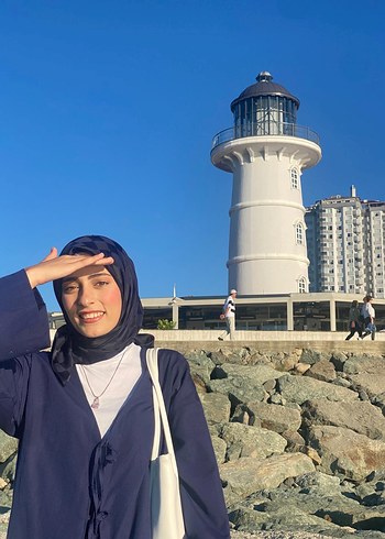 Önü Bağlamalı lacivert Mini Kimono - Görsel 2