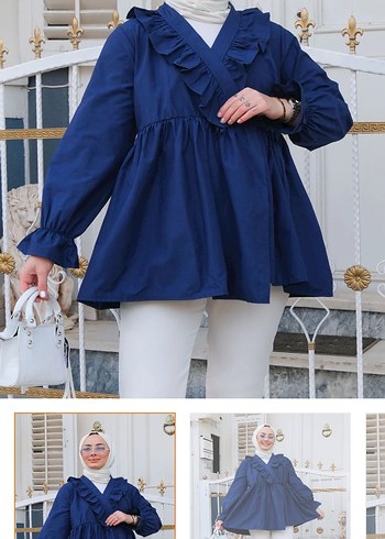 Tesettür bağlamalı gömlek keten kumaş - Görsel 3