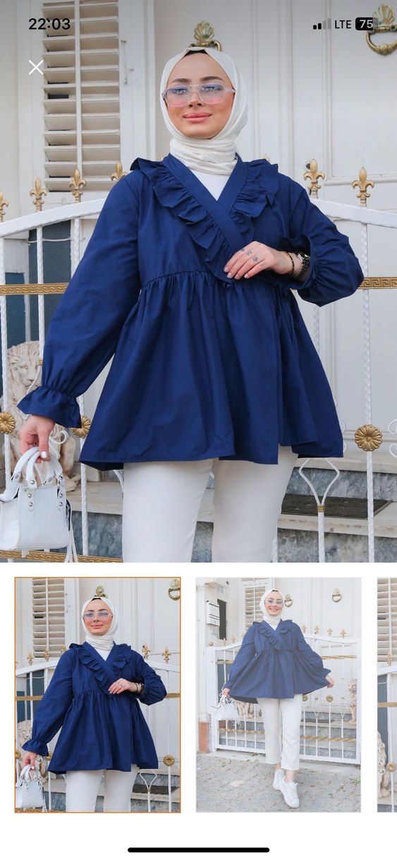 Tesettür bağlamalı gömlek keten kumaş - Görsel 3