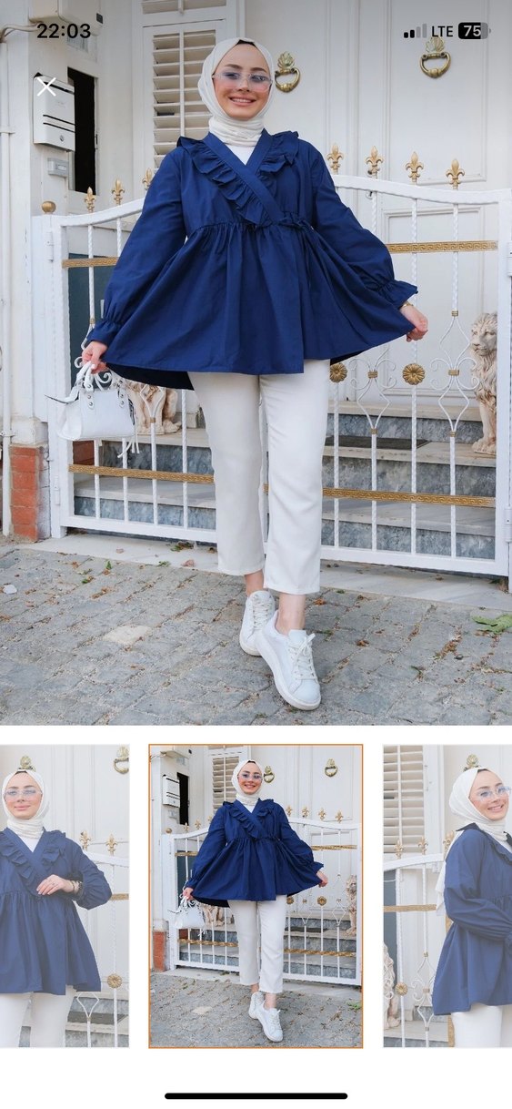 Tesettür bağlamalı gömlek keten kumaş - Görsel 2