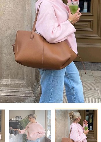 Pembe Oversize Triko Kadın Kazak - Görsel 2