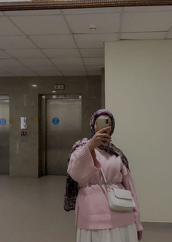 Pembe Oversize Triko Kadın Kazak - Görsel 3