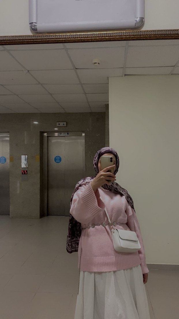 Pembe Oversize Triko Kadın Kazak - Görsel 3