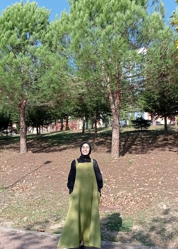 Kadın Haki Midi elbise, Boğazlı, Kolsuz, Pamuk - Görsel 2