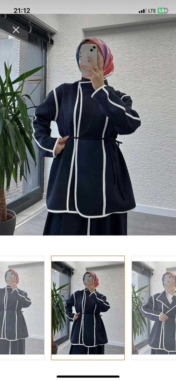 Lacivert Rengi Uzun Kollu Kadın Ceket - Görsel 3