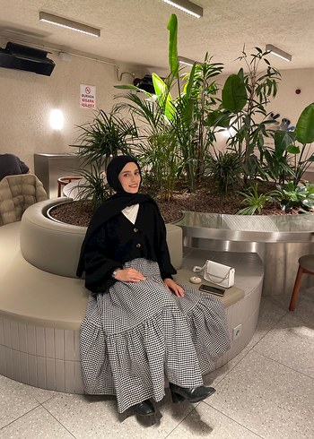 Siyah Etnik Desenli Uzun Drapeli Kadın etek - Görsel 2