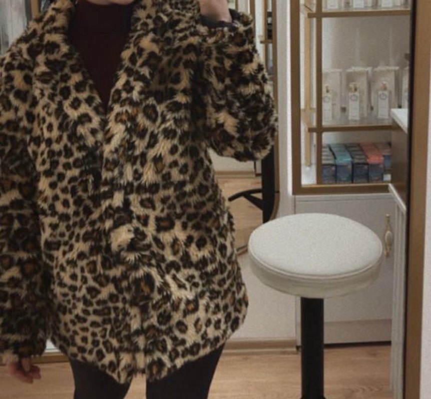 Leopar Desenli Uzun Kadın Suni Kürk Ceket - Görsel 4