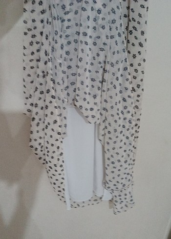 m Beden beyaz Renk Bohem V Yaka Yılan Desenli Uzun Elbise