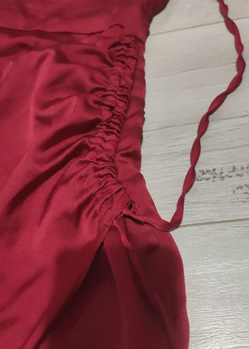Trendyol & Milla Bordo Drapeli Midi Abiye Elbise