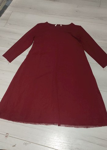 Bordo Uzun Kollu Salaş elbise