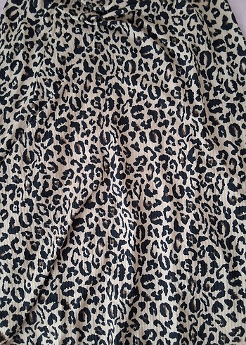 Drapeli Leopar Desenli Uzun  Eteği - Görsel 3