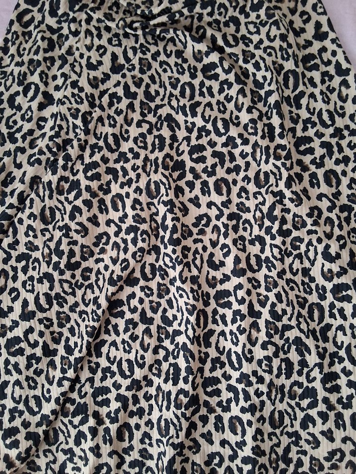 Drapeli Leopar Desenli Uzun  Eteği - Görsel 3